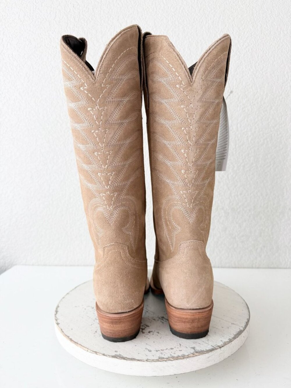 Lane SQUASH BLOSSUM Latte Suede Cowboy Boots Western Cowgirl Mid Calf Size 8 - Picture 3 of 12